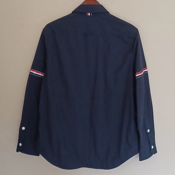 Thom Browne Nylon Armband Shirt Jacket Navy Size XL 4 Snap Front Japan